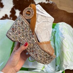 Sam Edelman Women's Amber Two-Piece Sculpted Platform Wedge Sandals Size 8.5 New